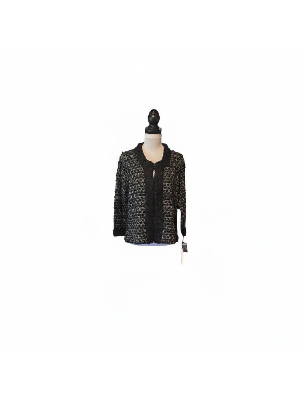 Susan Bristol  Black & Gray Geometric Pattern Cardigan size XL